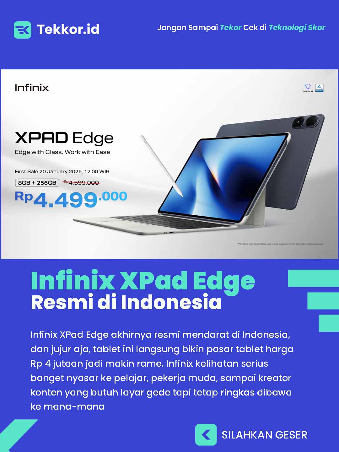 Infinix XPad Edge Resmi di Indonesia