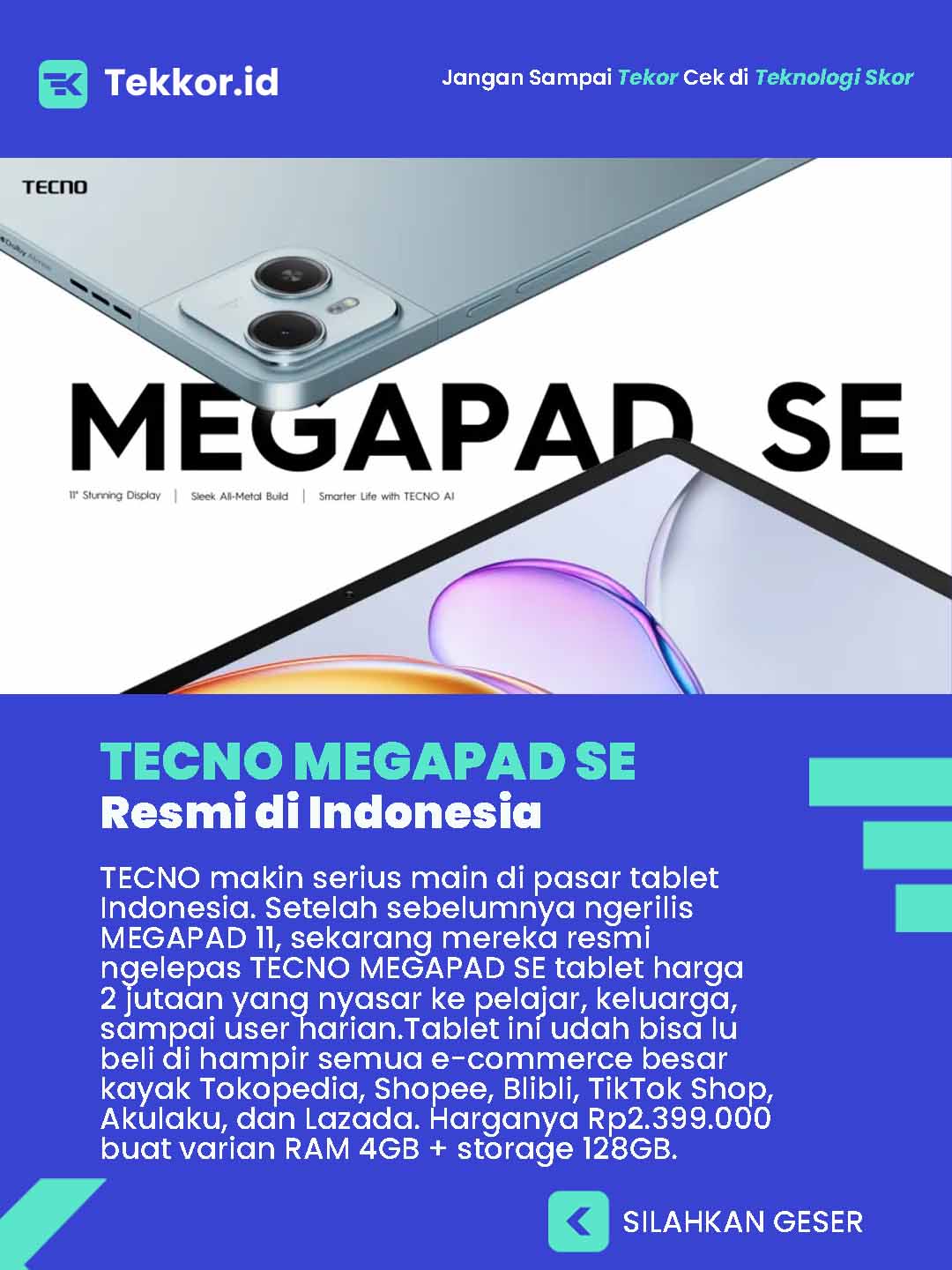 TECNO MEGAPAD SE Resmi di Indonesia