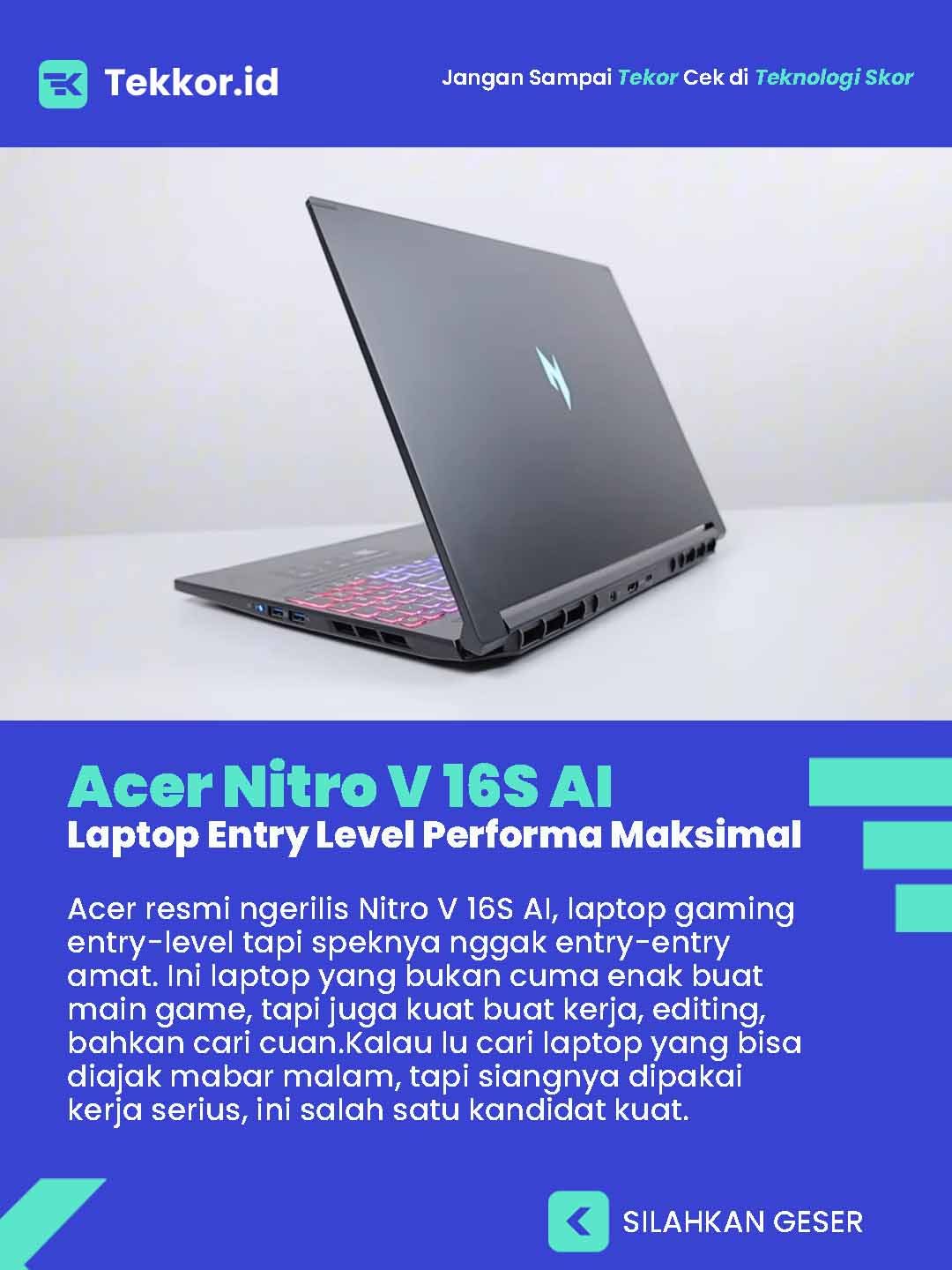 Acer Nitro V 16S AI Laptop Gaming Slim Performa Garang